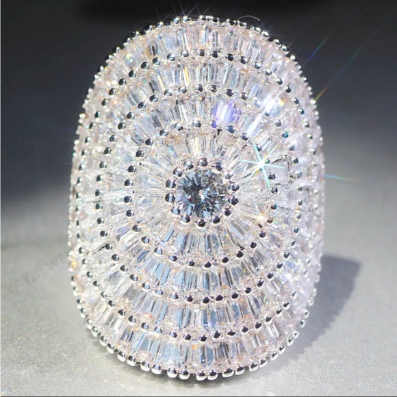 New S925 Silver Engagement  Wedding Lovers Precious Diamond Ring - Picture 3 of 5